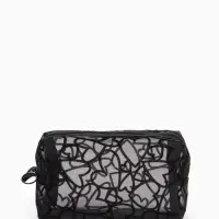 Косметичка квадратная Black beauty, с рисунком, на молнии, чёрная