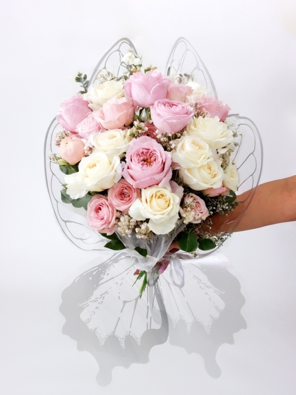 Декор флористический для букетов,  Декор флористический для букетов, "Крылья бабочки", серебро, 50х56 см