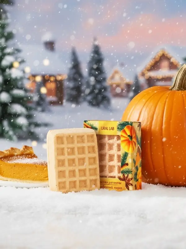 Бомбочка для ванны URAL LAB, 140 г, аромат тыквенного пирога