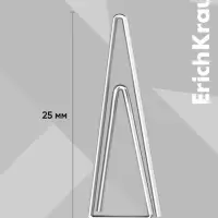 Скрепки канцелярские 25 мм, 100 штук, ErichKrause, никелированные, треугольные, картонная упаковка
