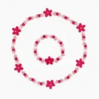 Набор детских украшений Выбражулька &laquo;Цветочки&raquo;, 2 предмета: бусы, браслет d=6 см розовый
