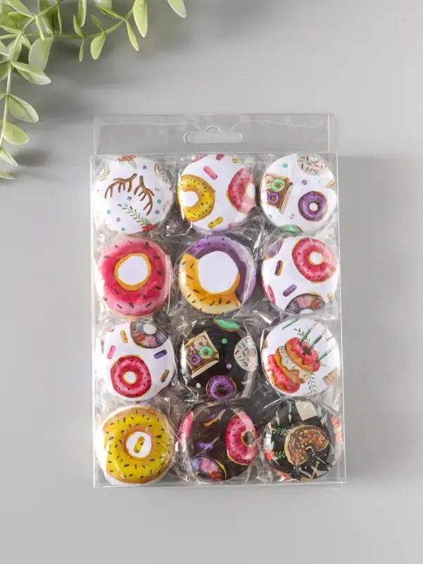 Шкатулка металл круглая "Пончики" набор 12 шт 4х4х2 см