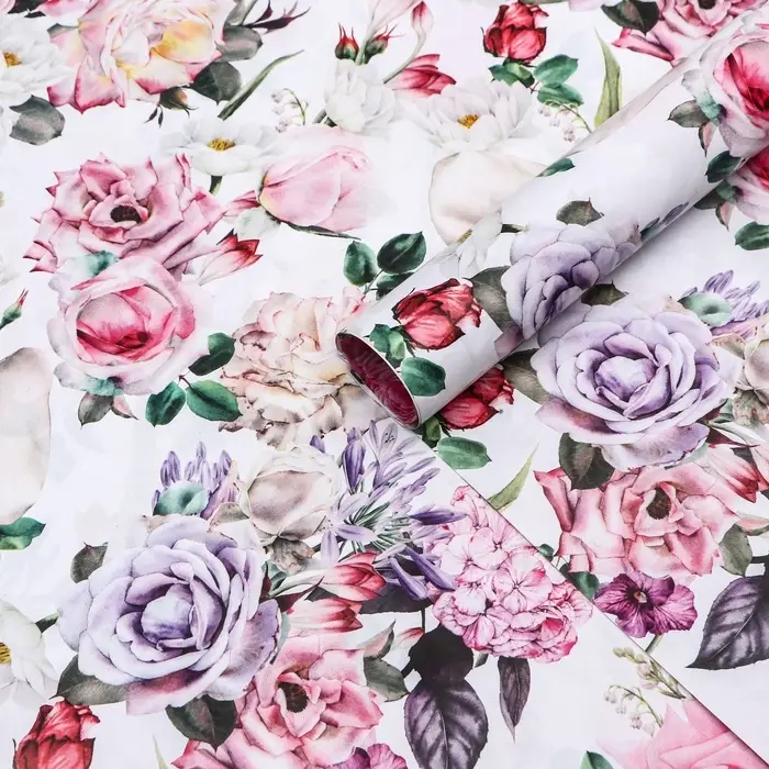 Бумага упаковочная двухсторонняя &laquo;Букет&raquo;, глянец, 100&times;70 см