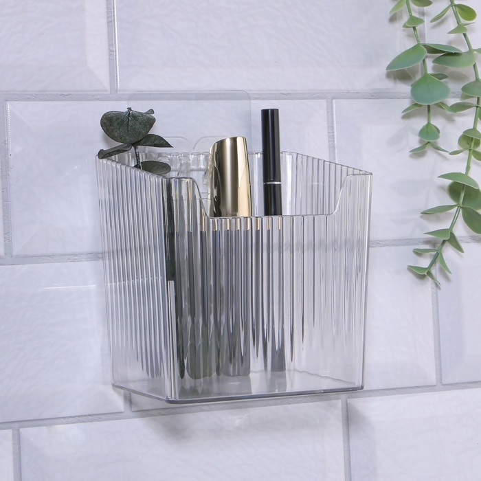 Органайзер для хранения « CRISTAL», навесной, 1 секция, с клеевыми крючками, 11,5 × 8 × 11 см, цвет прозрачный Органайзер для хранения « CRISTAL», навесной, 1 секция, с клеевыми крючками, 11,5 × 8 × 11 см, цвет прозрачный