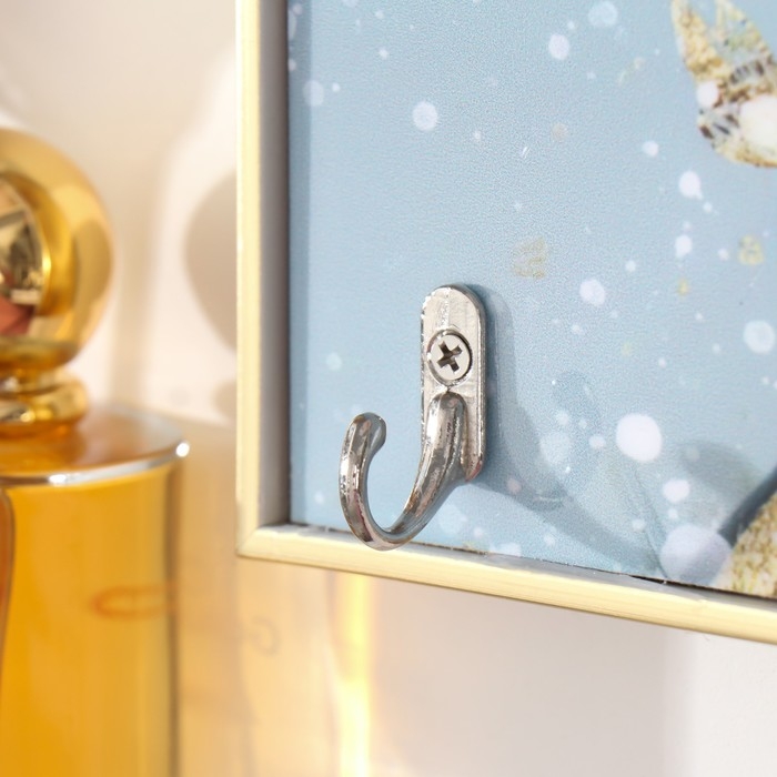 Ключница пластик, МДФ 3 крючка Ключница пластик, МДФ 3 крючка "Нежная роза" стразы, золото 18,5х1,8х23,5 см