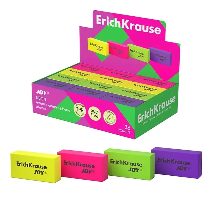 Ластик ErichKrause Joy, 50 х 22 х 12 мм, мягкий, гипоаллергенный, МИКС Ластик ErichKrause Joy, 50 х 22 х 12 мм, мягкий, гипоаллергенный, МИКС