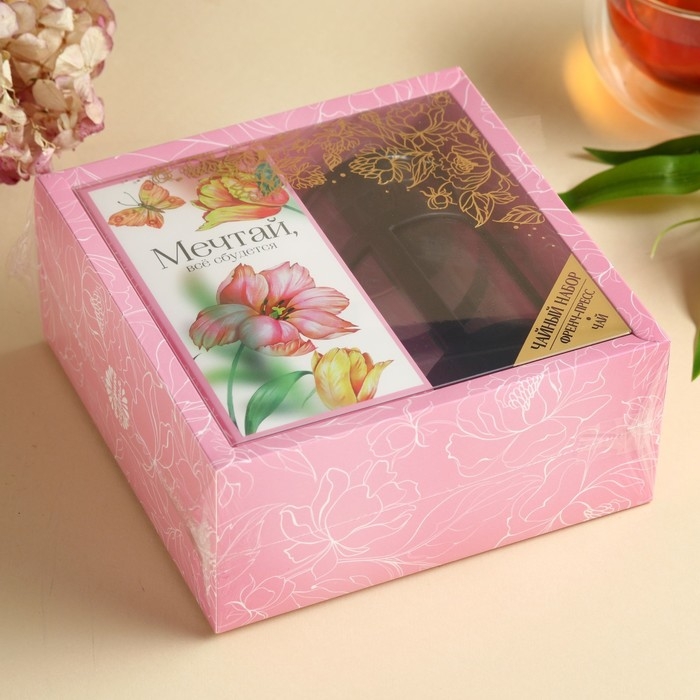 Набор «Мечтай»: чай чёрный со вкусом лесных ягод 100 г, френч-пресс Набор «Мечтай»: чай чёрный со вкусом лесных ягод 100 г, френч-пресс