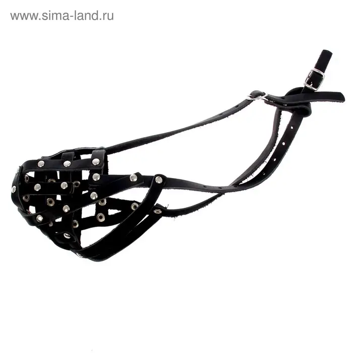 Намордник кожаный №2, сетчатый, с перемычкой, доберман, длина по носу 9.5 см, обхват морды 28 см