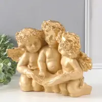 Фигура с подставкой под мелочи "Три ангела" слоновая кость, 30х23х14 см