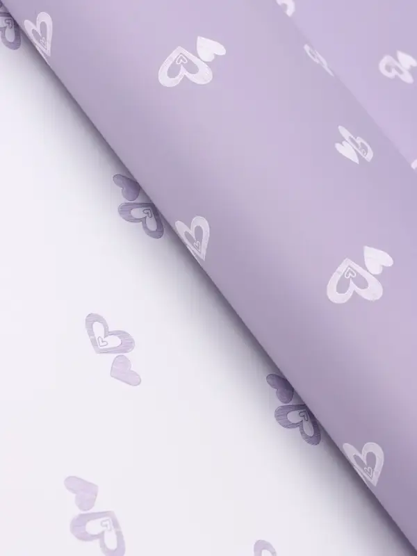 Пленка для цветов, "Двойные сердца", нежная сирень, 57х57 см