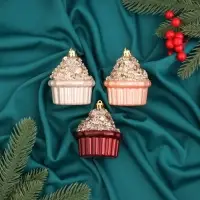 Ёлочные игрушки 3 шт. &laquo;Пирожное Феерия нежность&raquo; 8&times;5.5 см, МИКС