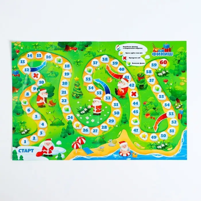 Настольная игра-бродилка «Чем Дед Мороз занимается летом» с фантами Настольная игра-бродилка «Чем Дед Мороз занимается летом» с фантами