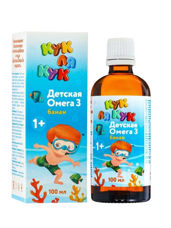 Детская Омега-3, &laquo;Кук Ля Кук&raquo;, со вкусом банана, 100 мл