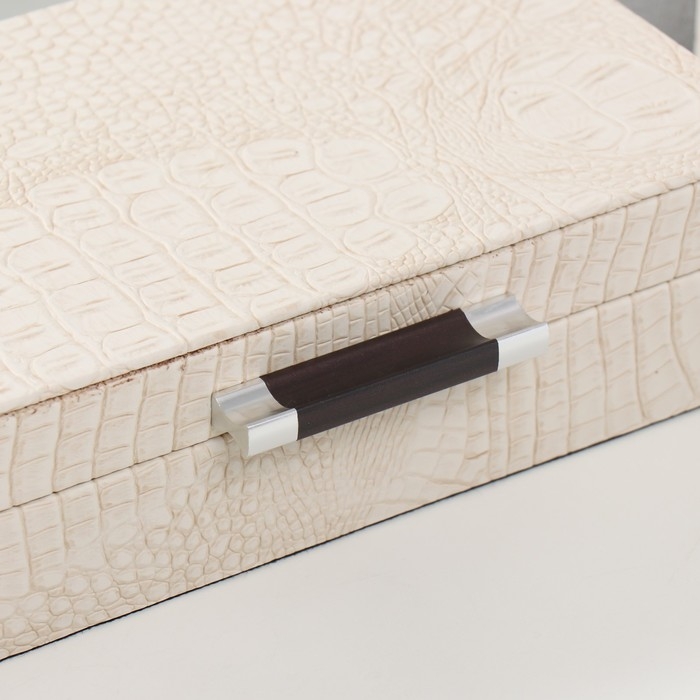 Шкатулка дерево кожзам Шкатулка дерево кожзам "Белый питон с прожилками" 25х15х6,5 см