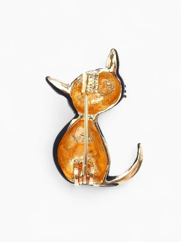 Брошь &laquo;Котёнок&raquo;, чёрная, глянцевая в золоте