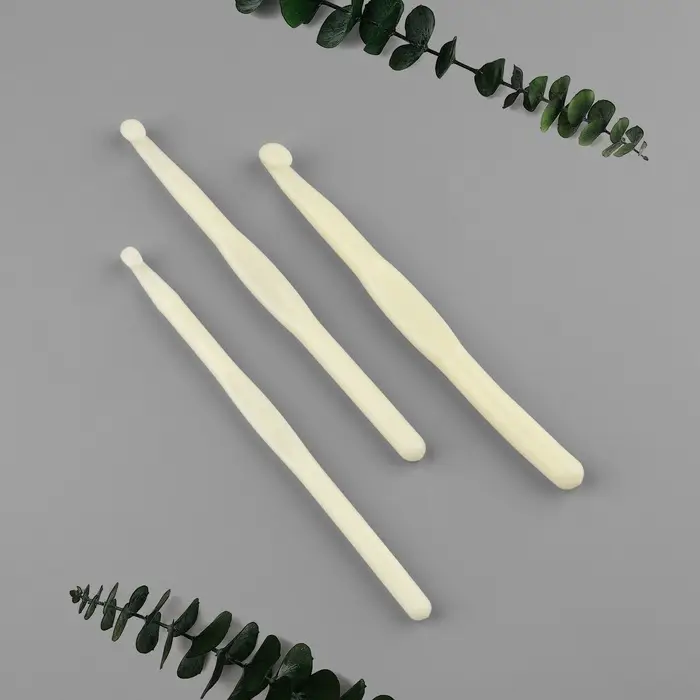 Набор крючков для вязания, d=7/8/9 мм, 14 см, 3 шт., белый