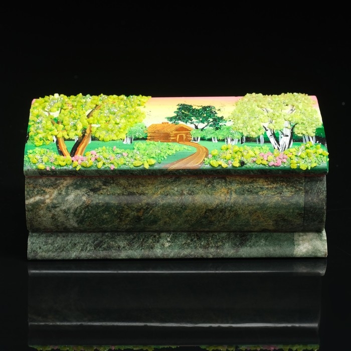 Ларец Ларец "Лето" 15х7х5,5 см, каменная крошка, змеевик