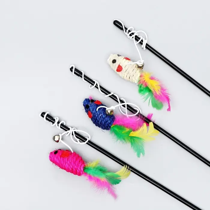 Дразнилка-удочка &laquo;Мышь из сизаля&raquo;, цвет МИКС