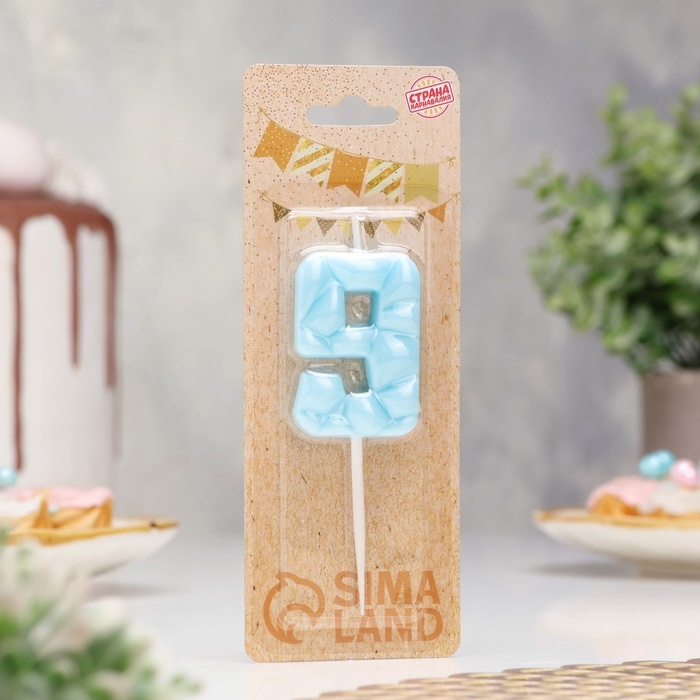 Свеча для торта Свеча для торта "Лёд", цифра "9", голубая