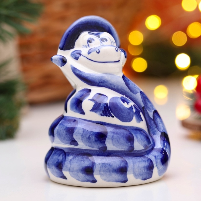 Сувенир Сувенир "Удав в шляпе" 10х9см, гжель, вид 2