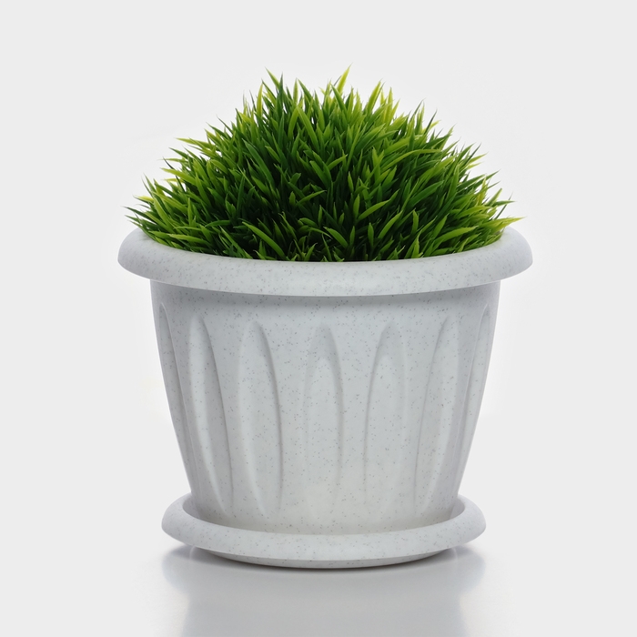 Горшок с поддоном «Фелиция», 900 мл, цвет мраморный Горшок с поддоном «Фелиция», 900 мл, цвет мраморный