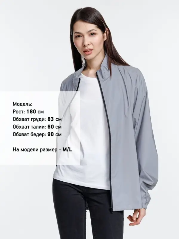 Ветровка Manifest 2.0 из светоотражающей ткани, серая, размер XS/S Ветровка Manifest 2.0 из светоотражающей ткани, серая, размер XS/S
