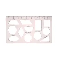 Набор 3 штуки трафаретов геометрические фигуры, линейка 17см