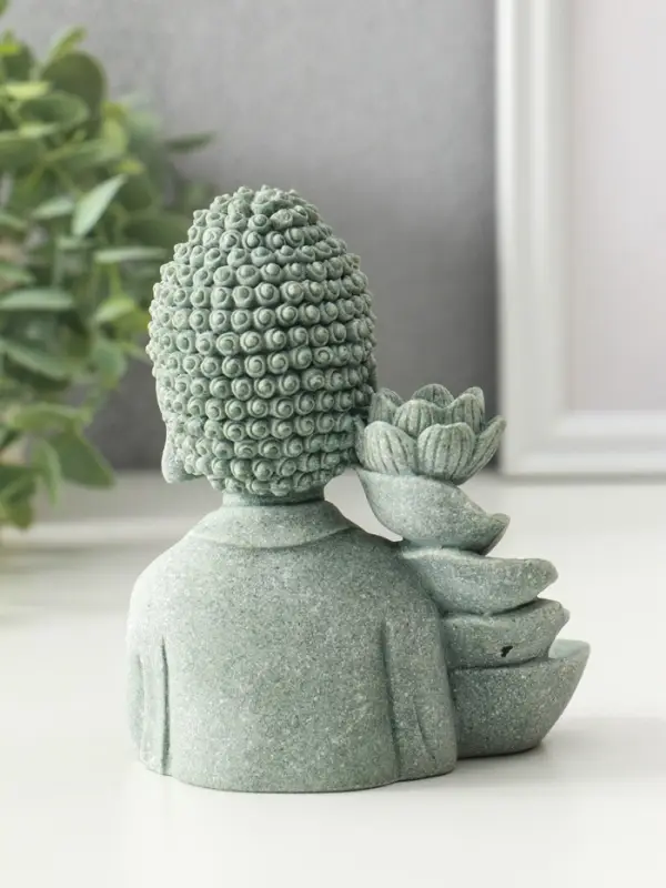 Подставка под благовония песчаник "Будда и фонтан с лотосом" 7х10,5х13 см