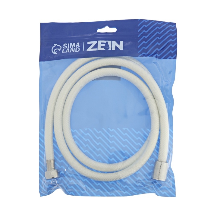 Душевой шланг ZEIN Z49PSW, 150 см, усиленный в оплетке, гайки цинк, втулка латунь, белый Душевой шланг ZEIN Z49PSW, 150 см, усиленный в оплетке, гайки цинк, втулка латунь, белый
