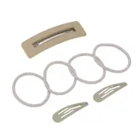 Набор для волос QF &laquo;Элери&raquo;, 4 резинки 6.5 см, заколка - автомат 8 см, 2 заколки 4.5 см, бежевый