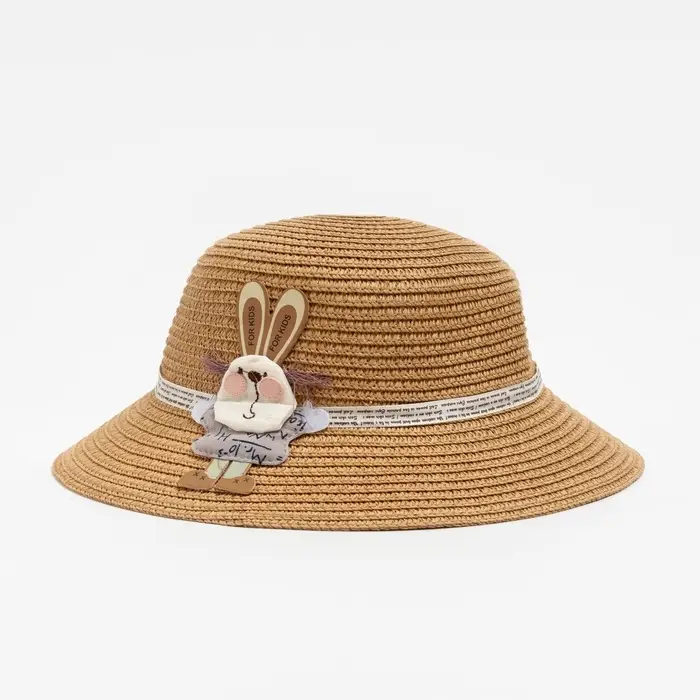 Шляпа для девочки MINAKU «Зайка», коричневая, размер 52