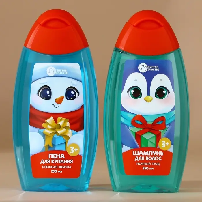 Подарочный набор детский &laquo;Тепла и уюта&raquo;: пена для ванны и шампунь для волос, 2&times;250 мл, Чистое счастье
