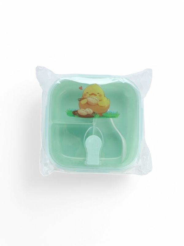 Ланч-бокс с клапаном, 3 секции, "Цыпленок", 14 х 14 х 5 см