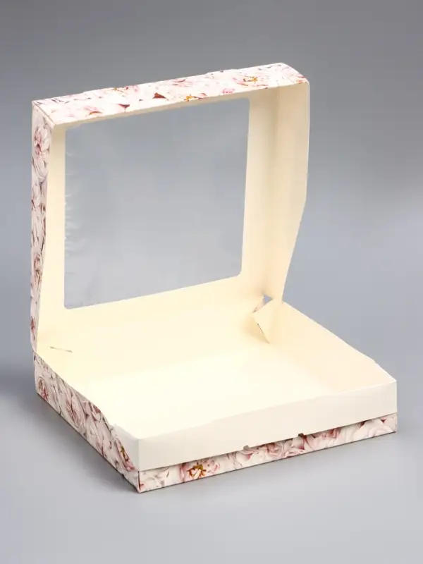 Коробка складная с окном «Пионы», 20×20×4 см Коробка складная с окном «Пионы», 20×20×4 см