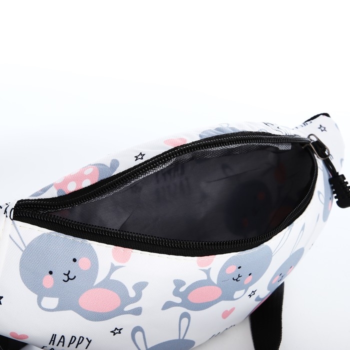 Рюкзак молодёжный из текстиля на молнии, 3 кармана, поясная сумка, цвет белый