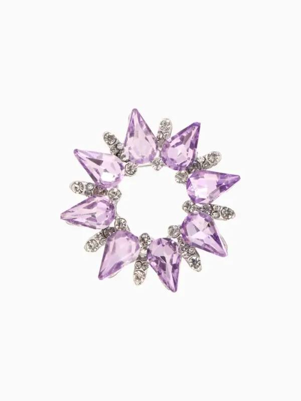Брошь &laquo;Сияние ореол&raquo;, белый, сиреневая в серебре