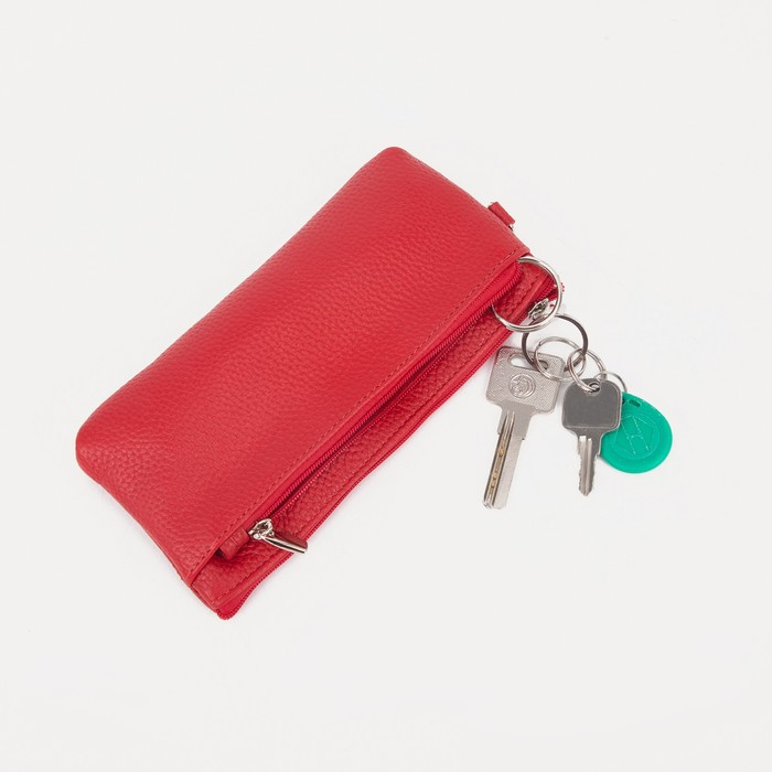 Кошелёк-ключница женский на молнии, цвет красный Кошелёк-ключница женский на молнии, цвет красный