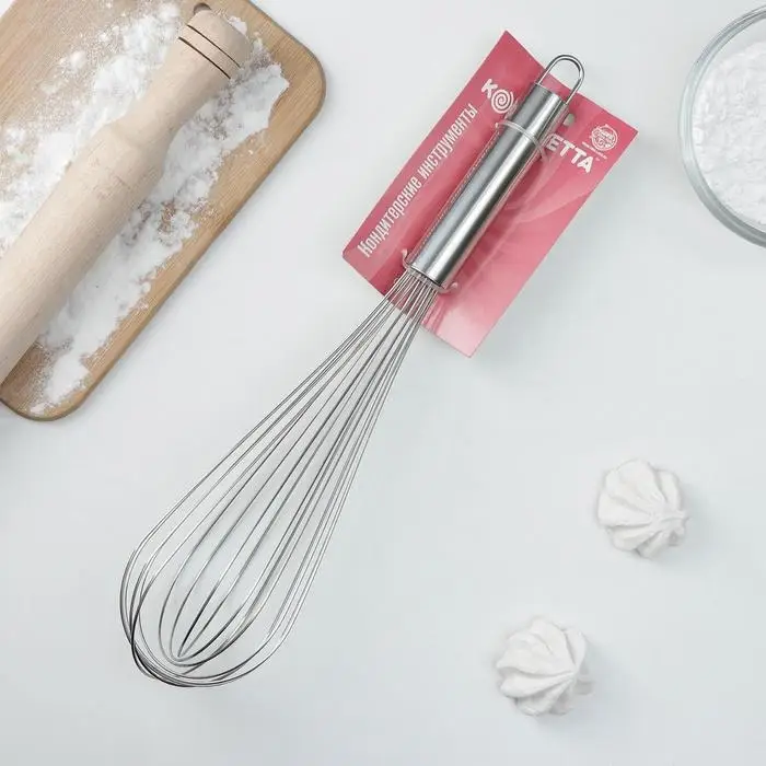 Венчик для взбивания KONFINETTA «Сильвер», струна 1,3 мм, 37×8×8 см, цвет серебристый Венчик для взбивания KONFINETTA «Сильвер», струна 1,3 мм, 37×8×8 см, цвет серебристый