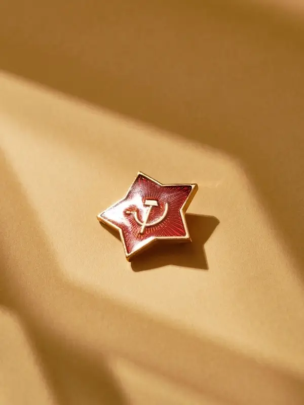 Значок «Звезда Серп и молот», 2.5 см, цвет красный в золоте Значок «Звезда Серп и молот», 2.5 см, цвет красный в золоте