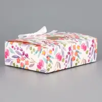 Подарочная коробка сборная с окном &laquo;Розовые цветы&raquo;, 16.5&times;11, 5&times;5 см