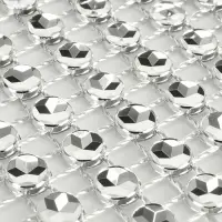 Лента с имитацией страз, 4 см, 9&plusmn;1 м, цвет серебряный