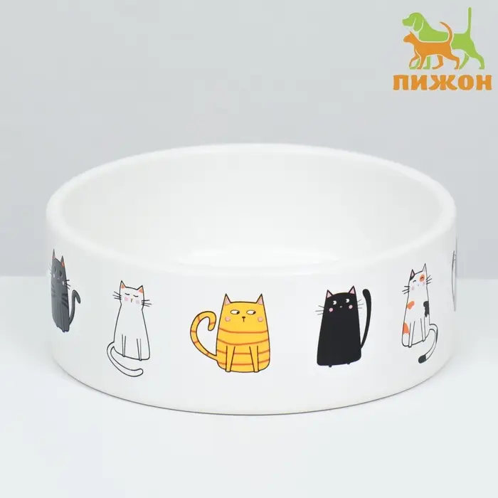 Миска &laquo;Котяры&raquo; 300 мл 12.5&times;4.5 см, керамика, белая