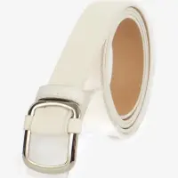 Ремень женский, 110&times;2.7 см, пряжка-затяжка металл, серебристая, белый