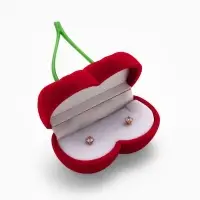Футляр под серьги, кольца &laquo;Вишня&raquo;, бархатный, 7&times;6.5&times;3.5 см, красный