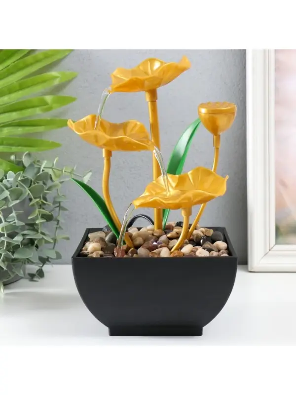 Фонтан настольный &laquo;Золотые лотосы в пруду&raquo;, от сети, 13&times;15&times;24.5 см