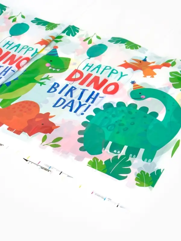 Скатерть одноразовая Dino birthday, 108&times;180 см