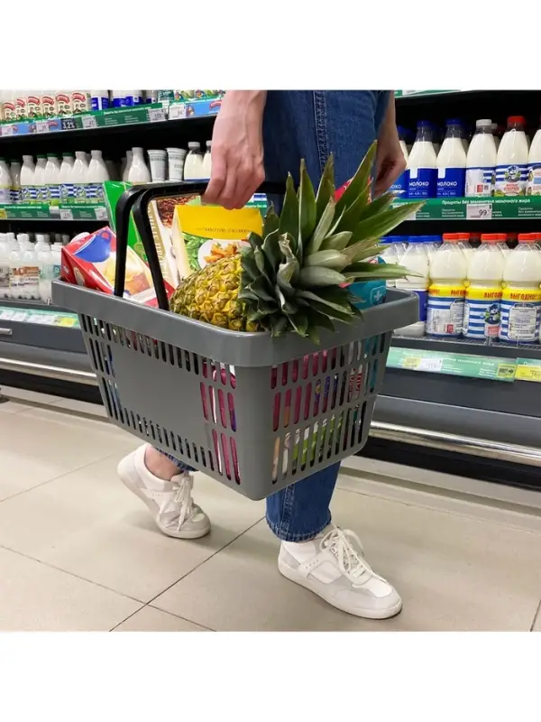 Корзина покупательская пластиковая 20 л, серая