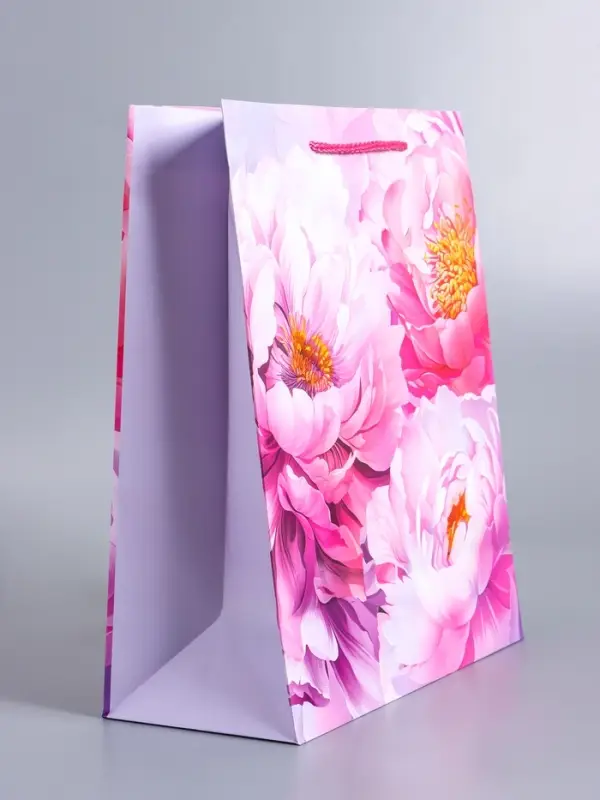 Пакет подарочный ламинированный &laquo;Пионы&raquo;, 26&times;12&times;32 см