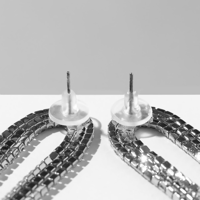 Серьги висячие со стразами «Голливуд» полукруг, 6 рядов, цвет белый в серебре, 19,5 см Серьги висячие со стразами «Голливуд» полукруг, 6 рядов, цвет белый в серебре, 19,5 см