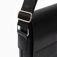 Сумка мужская деловая 35&times;5&times;25 см, 2 отделения, длинный ремень, черная